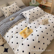 Moda dalga noktası yatak yastık kılıfı seti